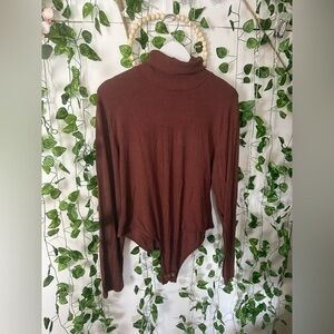 ReoRia Brown Fitted Bodysuit Top